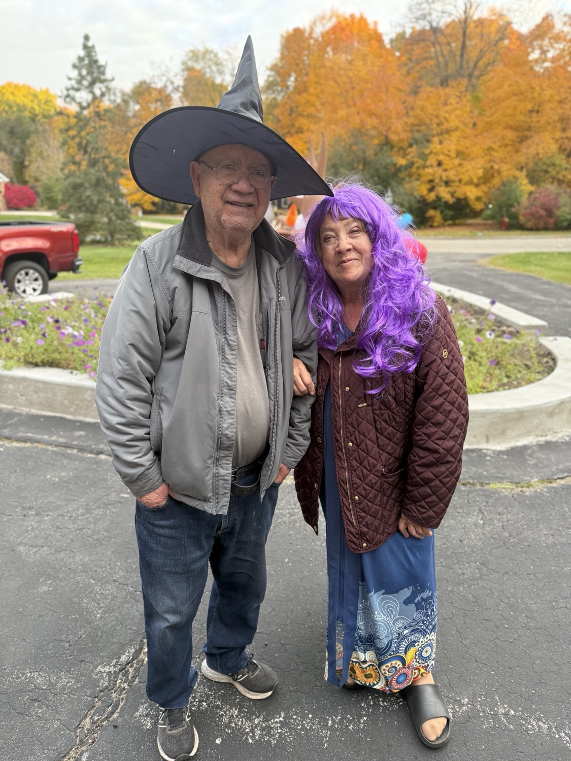 Carlos y Rosario Gamino en otoño en Wisconsin